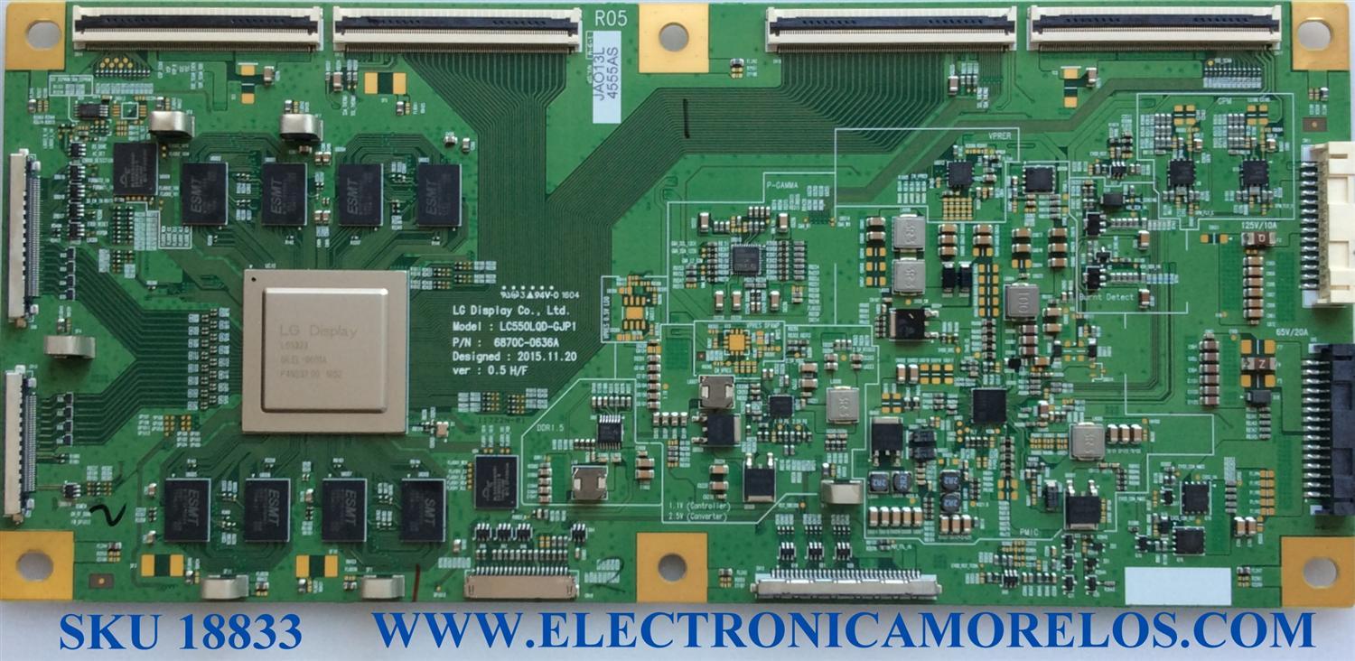 T-CON / LG 6871L-4555A / 6870C-0636A / 4555A / PANEL LC550LQD (GJ)(P1) / MODELOS OLED55C6P-U.BUSWLJR / OLED55C6P